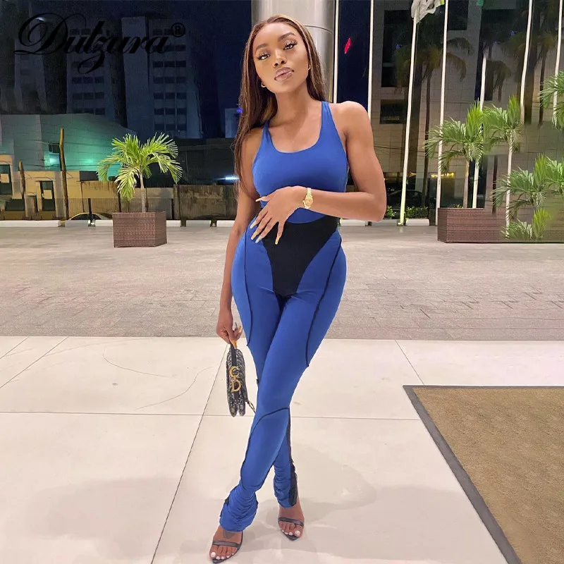 

Женский комбинезон без рукавов Dulzura, с разрезом, с открытой спиной, с рюшами, в стиле пэчворк, спортивный, Повседневный, лето 2021