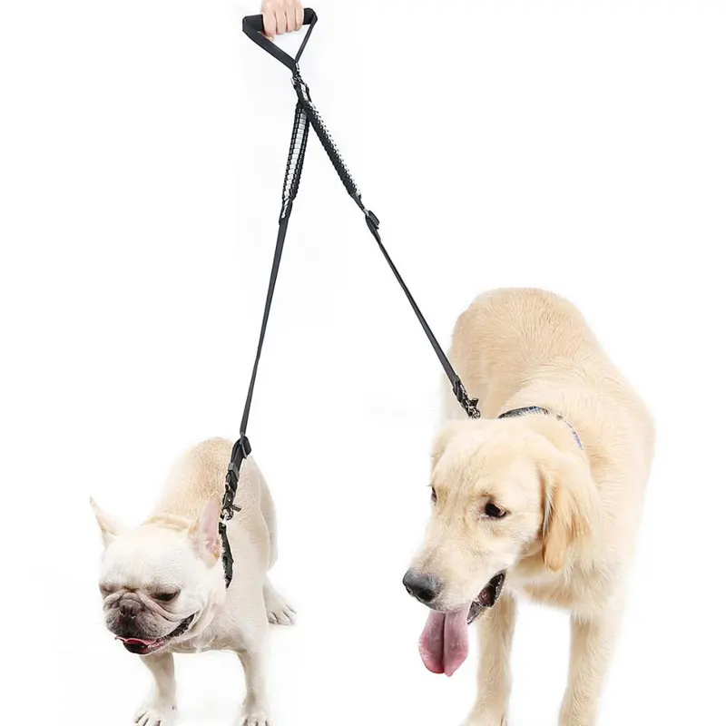 Регулируемый двойной поводок для собак мягкая ручка не спутывается разветвитель