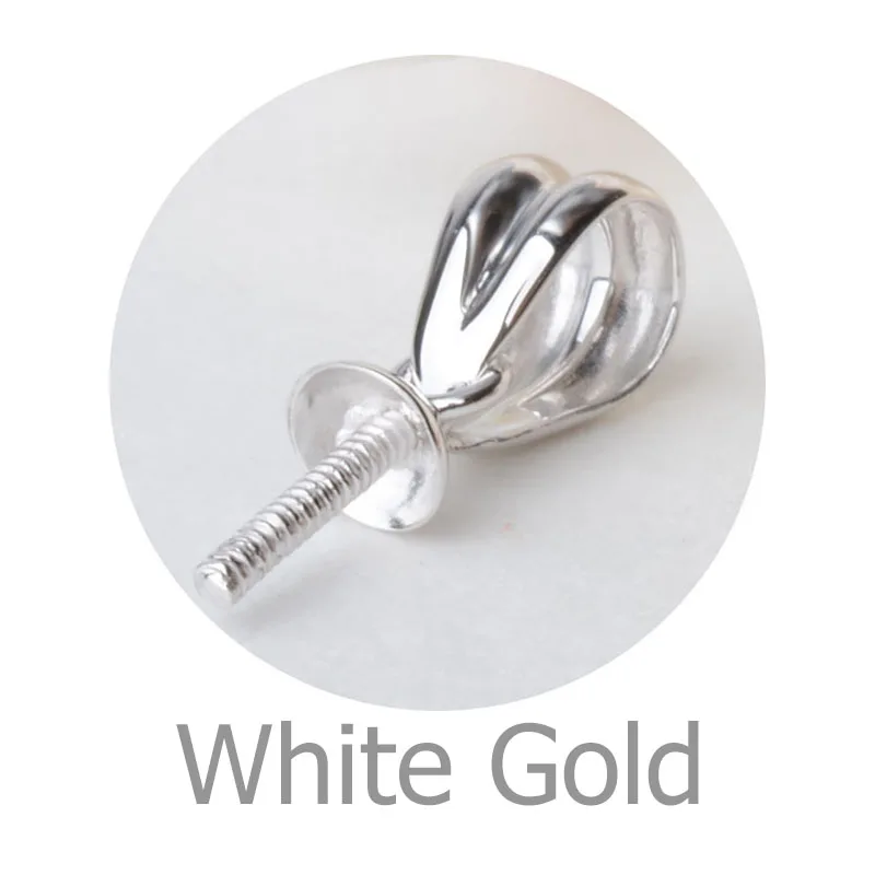 White Gold 18 карат Золотая подвеска-Бейл соединение-защелка, колпачки из бисера с колышком для полупросверленные бусины кулон ожерелье diy - Color: White Gold