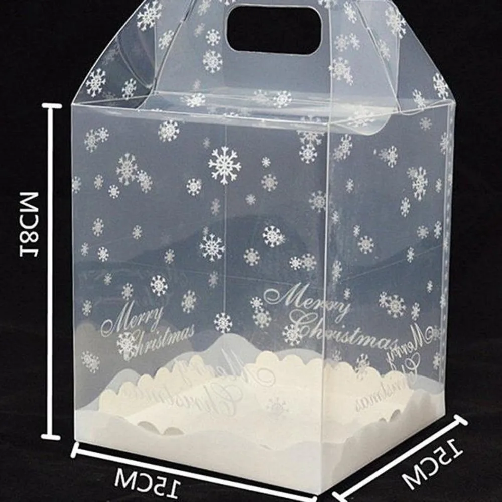 

100pcs 15*15*18cm Transparent Gingerbread House Package Cookie Cake Candy Chocolate Box Wedding Favor Box For Apple