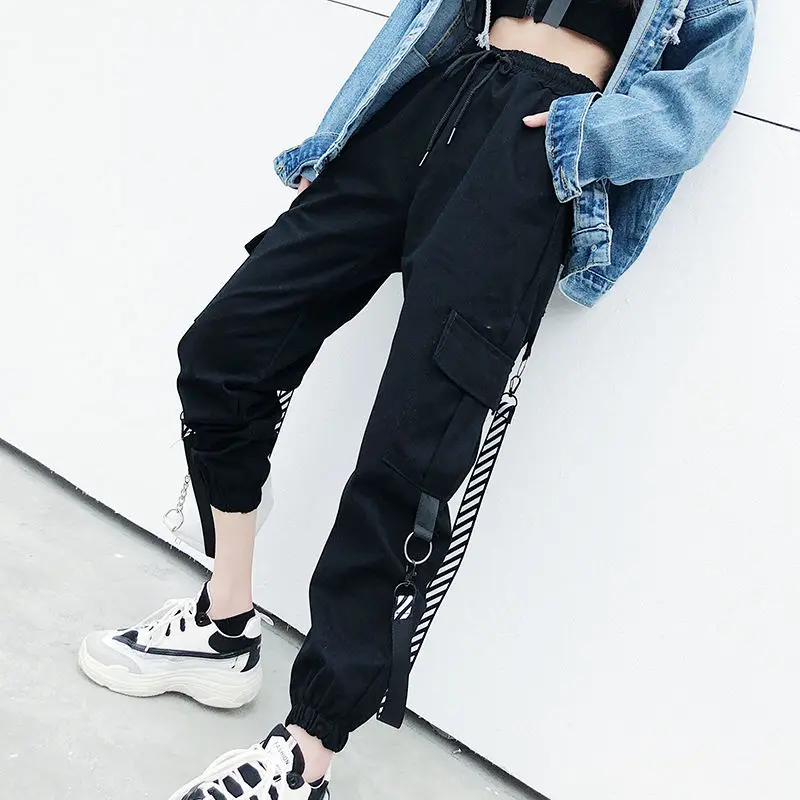 Cotton Plus Size Cargo Pants Women Elastic High Waist Pantalon Femme Loose Pockets Trousers Streetwear | Женская одежда