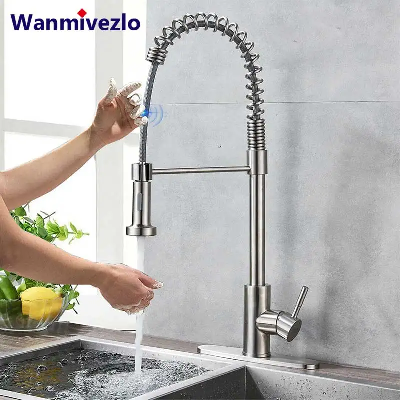 Кухонный кран из матового никеля сенсорный смеситель кухонный чувствительный