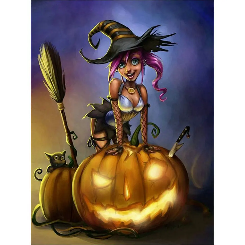 Сделай Сам 5D Алмазная мозаика ведьма девочка ручная работа алмазная картина