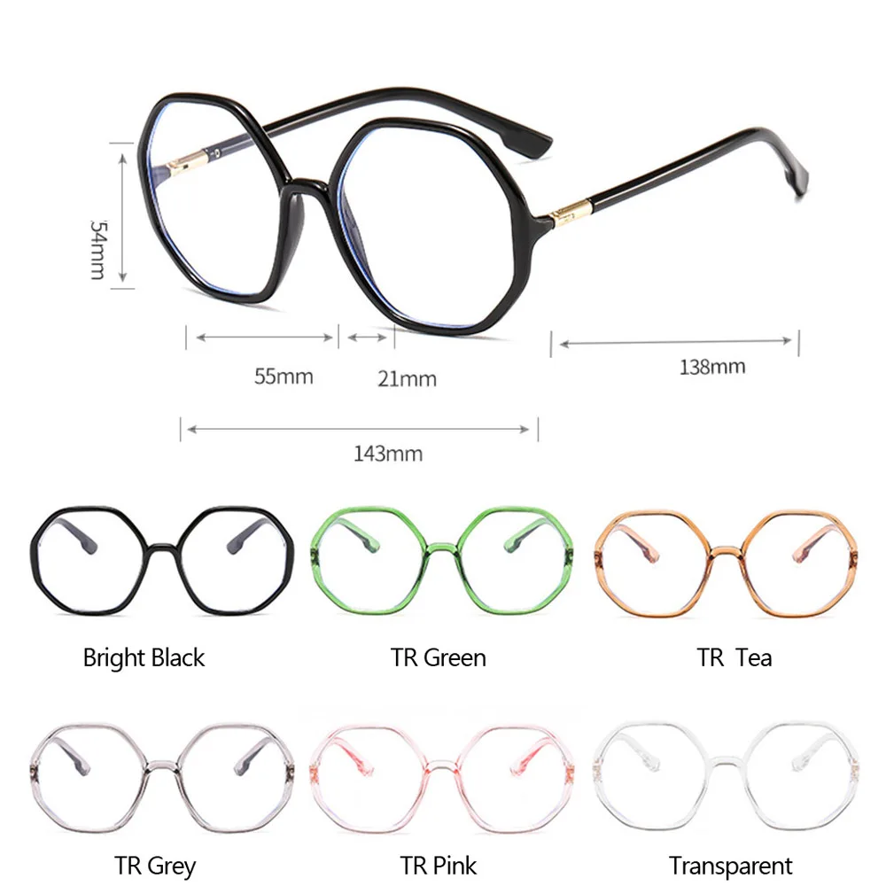 

Luxury Polygon Anti Blue Light Glasses Women 2020 Vintage Big Eyeglasses Frame Ladies Pink Computer Spectacles Oculos De Grau