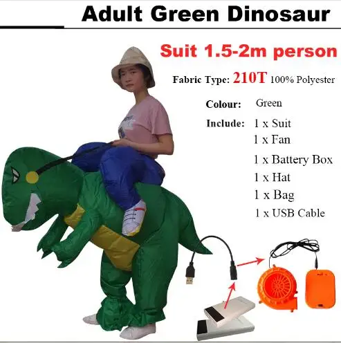 Adult dinosaur Лидер продаж надувной костюм динозавра животных Костюм семья костюмы для Хэллоуина для женщин талисман - Цвет: Adult dinosaur