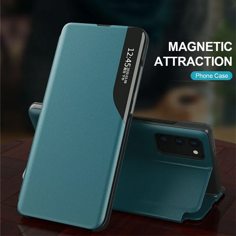 

Smart Window View Magnetic Leather Flip Case For Samsung Galaxy A11 A12 A31 A51 A71 A21s A22 A32 A52 A72 M21 M31 M52 A13 Cover