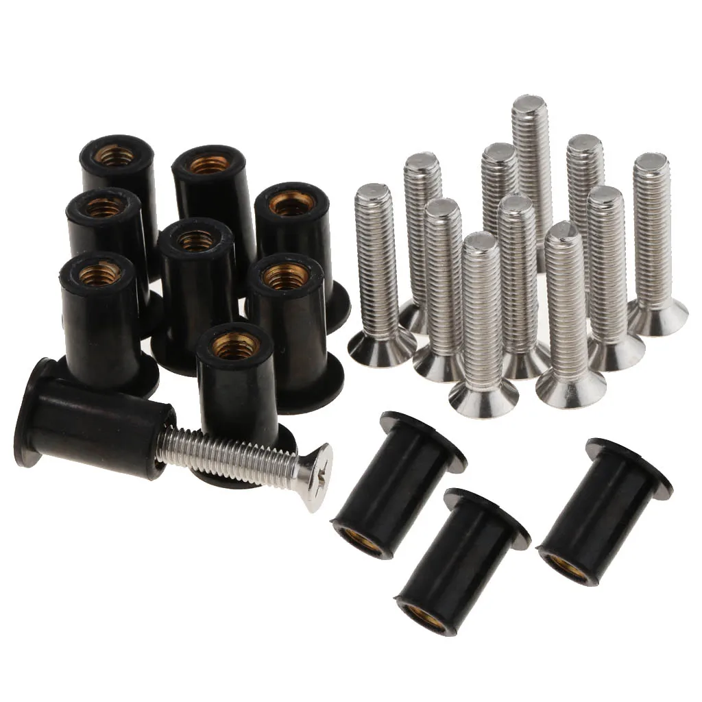 

12 X M5 M6 Metric Rubber Well Nuts Kit Screws Windscreen Fastener