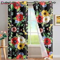 darmian 2021 blackout window curtain bedroom home decor vintage flower printing black insulation and full light blocking drapes