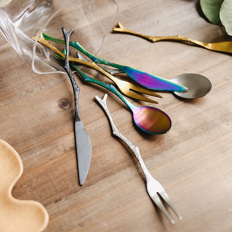 

Creative Stainless Steel Tableware Set Branches Simple Eco Friendly Dinnerware Set Juegos De Vajilla Wedding Decoration Ec50cj
