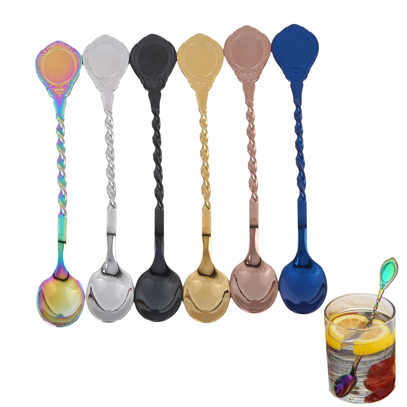 Высокое качество нержавеющая сталь коктейль бар ложки мудлер мешалка Витая