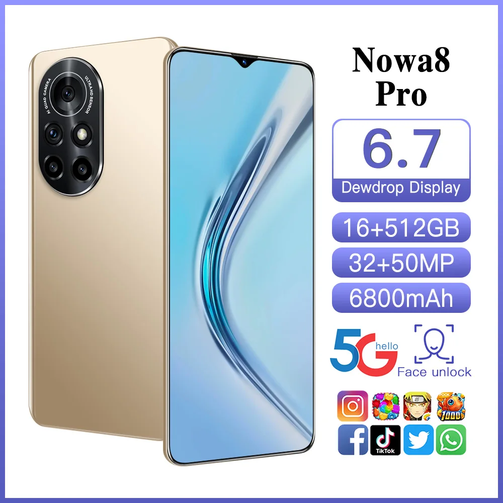 

[World Premiere] Nowa8 Pro 6.7 Inch Smartphone Android11 HD Screen 5G Cellphone 16+512GB Face ID 6800mAh Dual SIM Mobile Phone