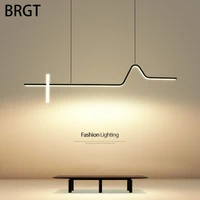 brgt led dining room chandelier simple restaurant droplight pendant lamp aluminum table lines for home bar hanging lights