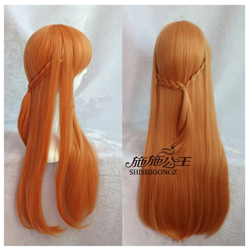 

Haute qualité cheveux EVA Asuka Langley Soryu longue Orange résistant à la chaleur cheveux Cosplay Costume perruque
