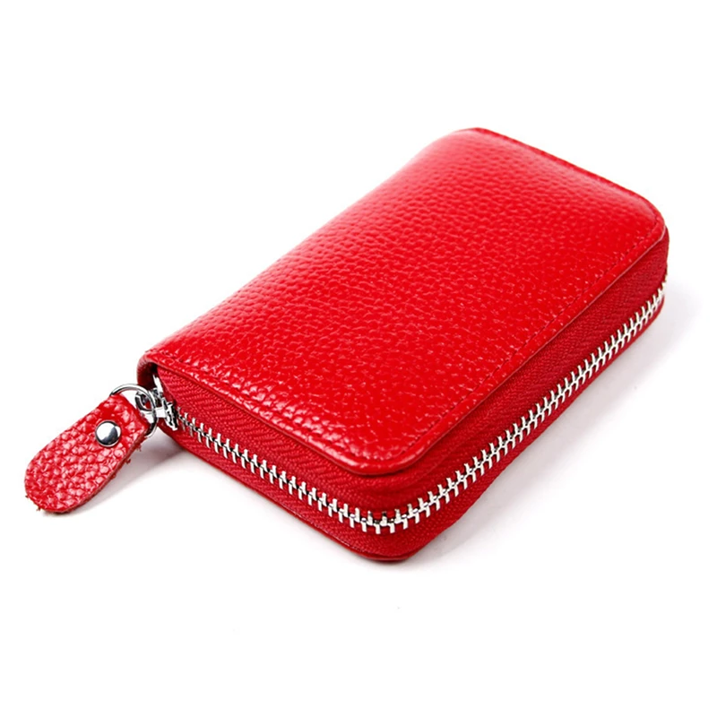

Business Card Holder Wallet Women/Men Red/Black/Pink/Purple/ Pu Leather Bank/Id/Credit Card Wallet Unisex Zipper Card Case