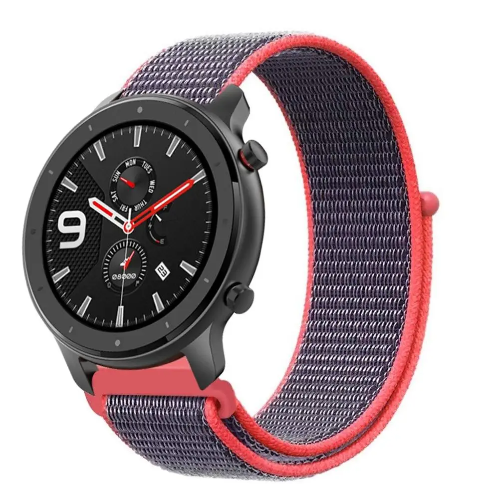 Спортивный нейлоновый ремешок для часов для Xiaomi Huami Amazfit Bip Lite Pace Stratos GTR 47 мм 42 мм Смарт-часы аксессуары браслет ремень для huawei Watch GT Active Honor Magic 20 мм 22 мм ремешок