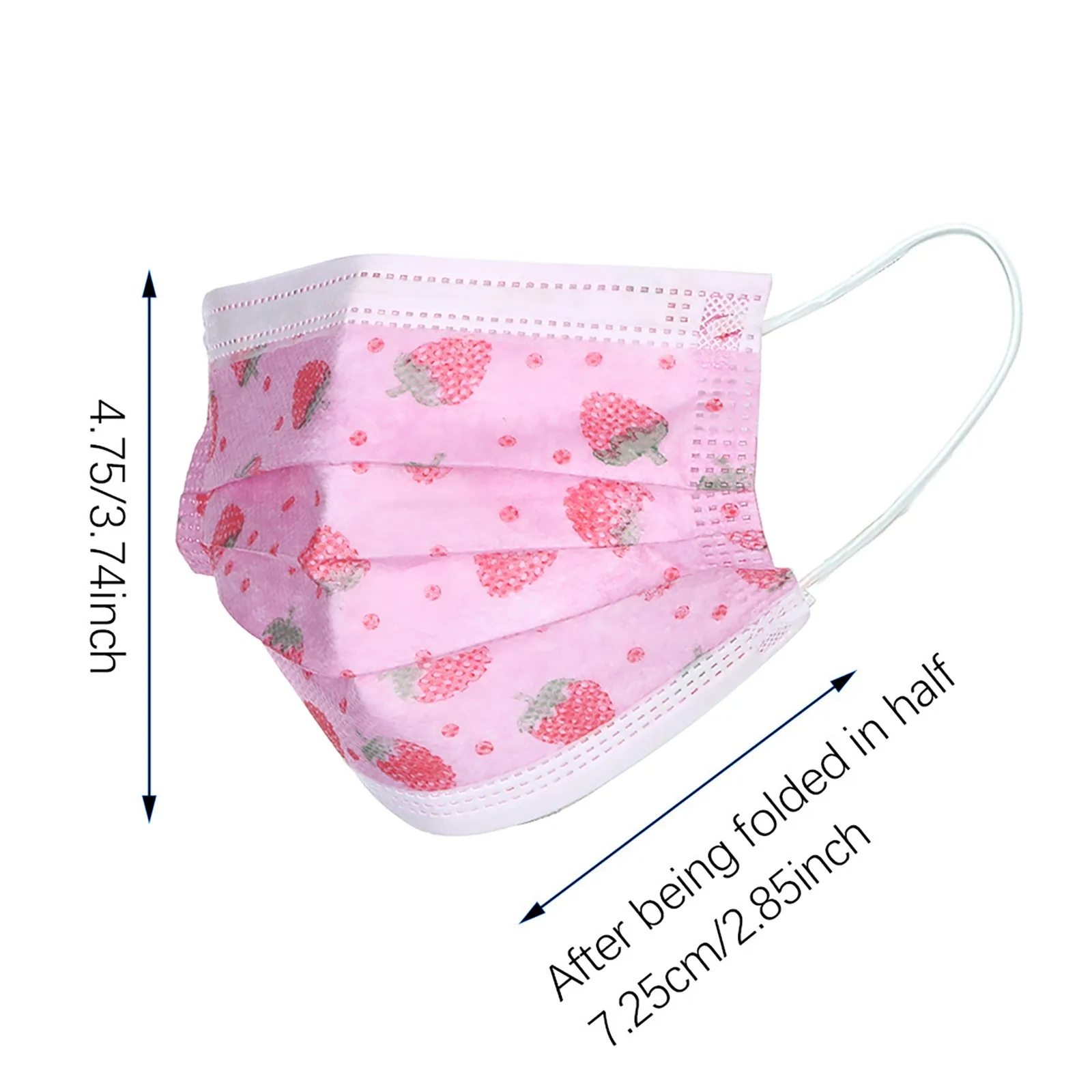 В наличии! Маска детская одноразовая Нетканая трехслойная с рисунком клубники