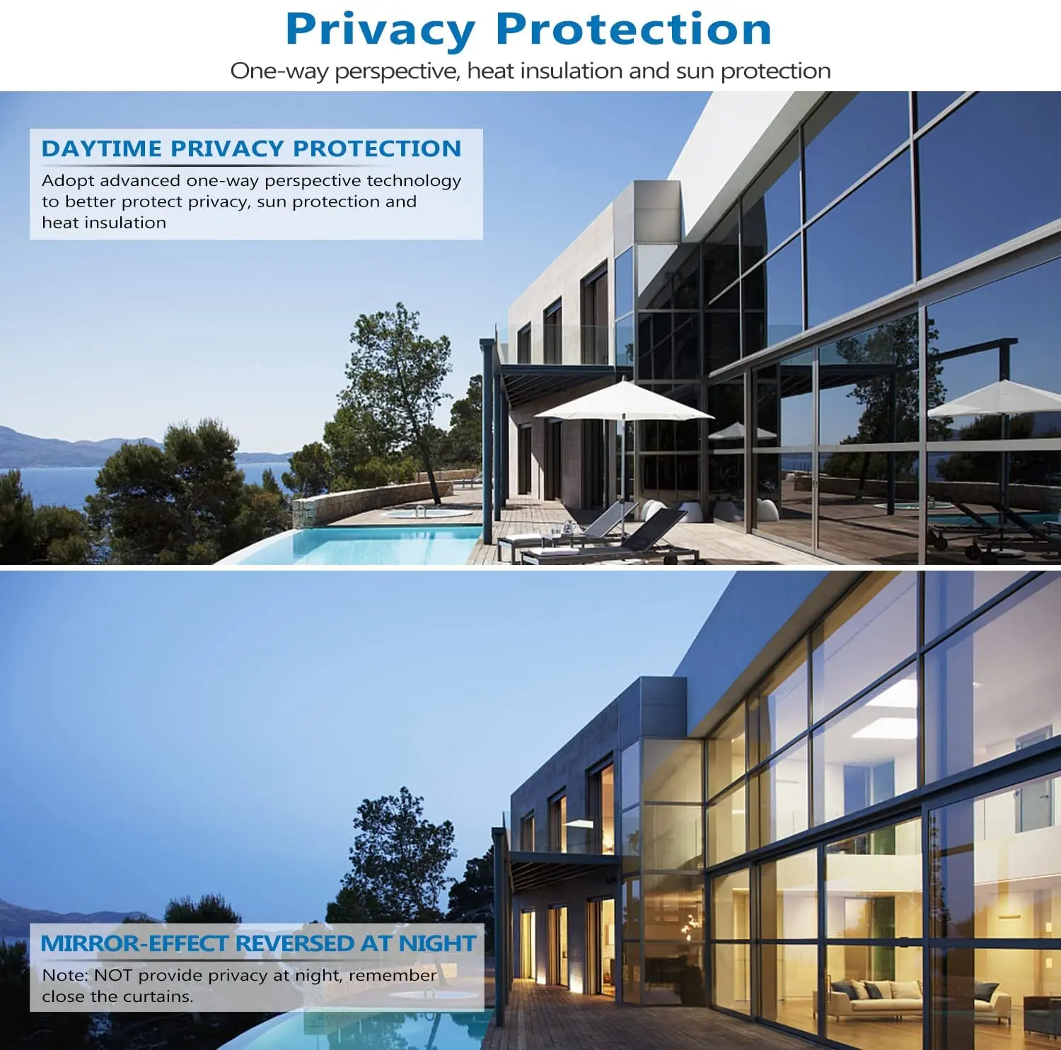 Односторонняя оконная пленка дневная конфиденциальность тонировка покрытие для