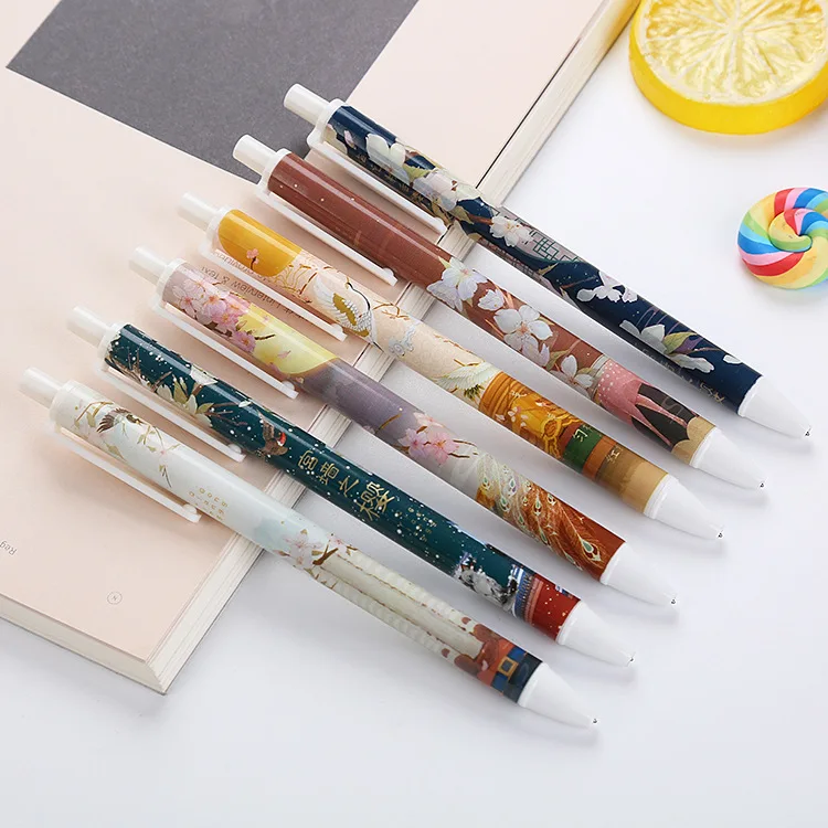 

36 pcs/lot Retro Chinese style Press Gel Pen Cute 0.5 mm black Ink Signature Pens Promotional Gift Stationery School Supplies