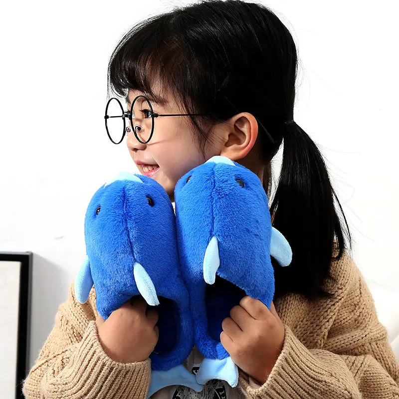 Тапки с дельфином женские домашние меховые плюшевые тапки для женщин