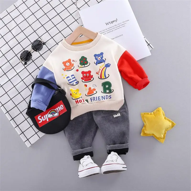 Комплект одежды для маленьких мальчиков и девочек новый зимний модный Стильный