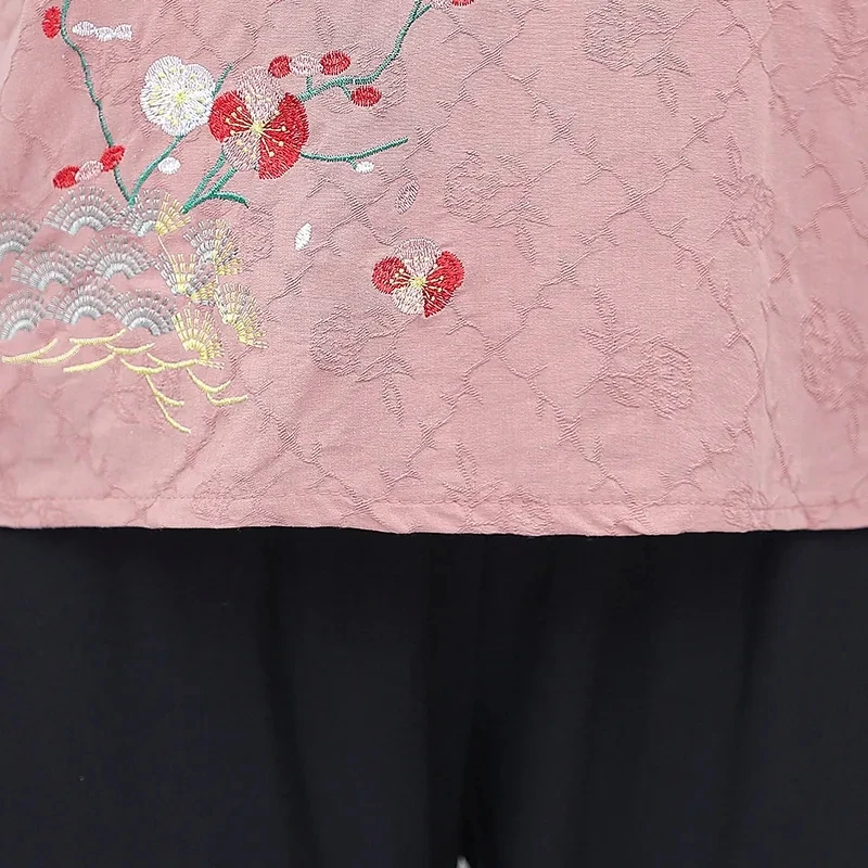 

Fashion Embroidery short sleeve Harem Pants Suit Women Casual loose big size 5XL sets Ladies Mom Korean summer Two Piece Set