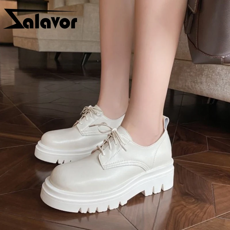 

Женские туфли из натуральной кожи, на толстой подошве, Размеры 33-40