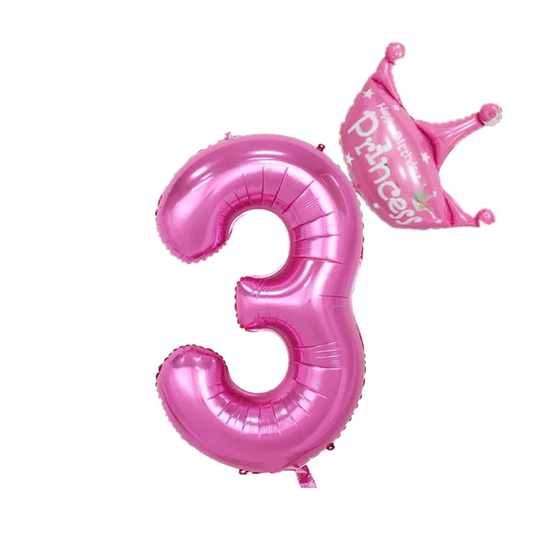 32 дюймовые розовые фигурные шары из фольги с короной От 1 до 9 лет для маленьких