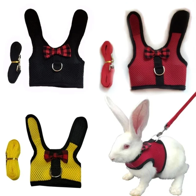 

Rabbit Harness and Leash Set Bow Bunny Breathable Cute Pet Rabbit Leash Set Fashion Adjustable Summer Bunny Small Pet Supplies