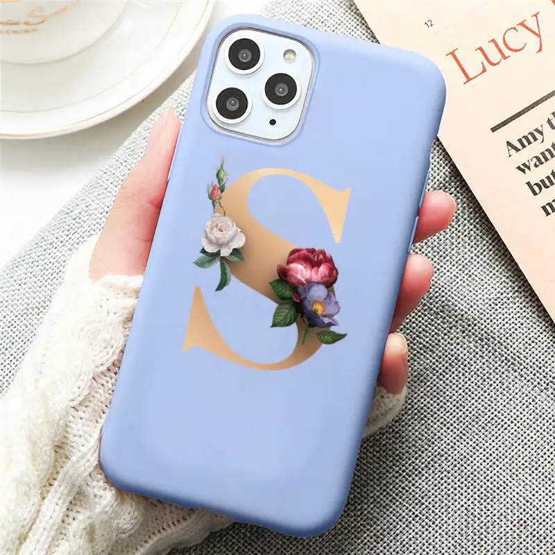 

Letters flowers words text Phone Case Candy Color for iPhone 6 7 8 11 12 s mini pro X XS XR MAX Plus