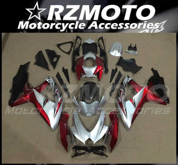 

Injection New ABS Whole Fairings kit Fit for Suzuki GSX-R 600 750 K8 2008 2009 2010 08 09 10 Bodywork set Red silver