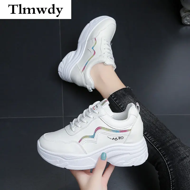 

2021 Spring Autumn Women's White Shoes Sneaker Thick-Soled Casual Shoes Increased Women's Shoes Single Shoes Zapatillas Mujer