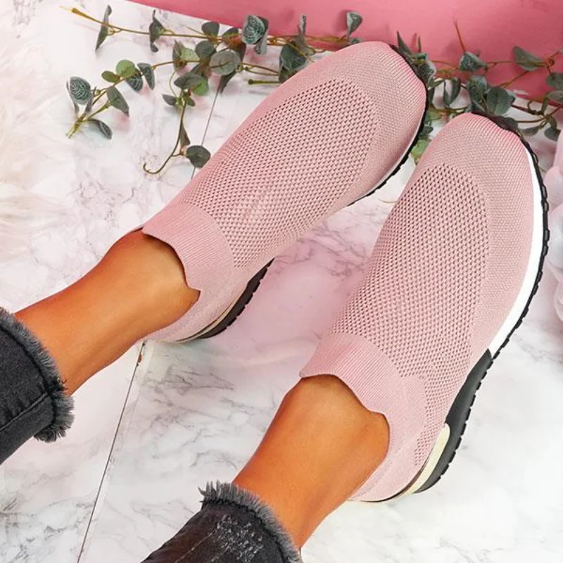 

Women Sneakers Shoes Ladies Slip-On Knit Solid Color Sneakers for Female Sport Mesh Casual Shoes for Women Zapatos De Mujer