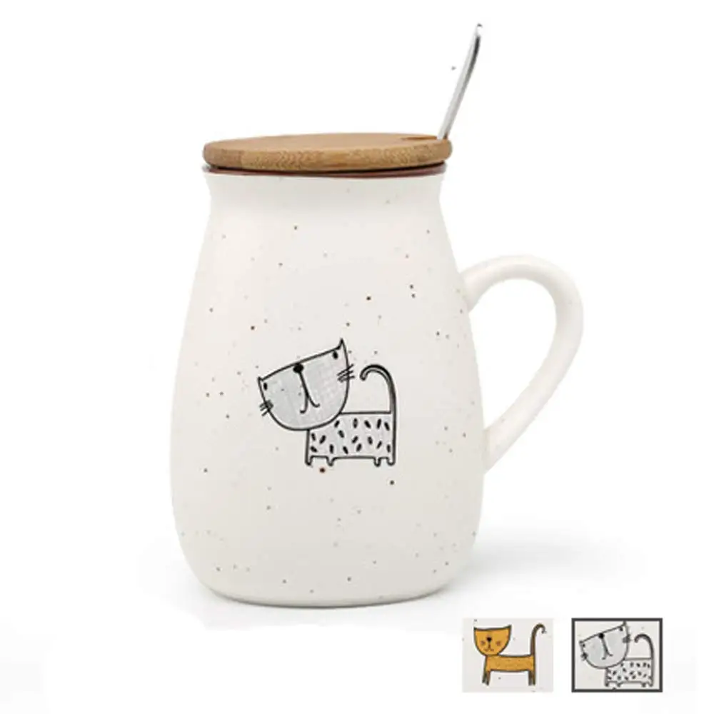 Керамическая кофейная кружка с крышкой и ложкой креативная посуда для напитков