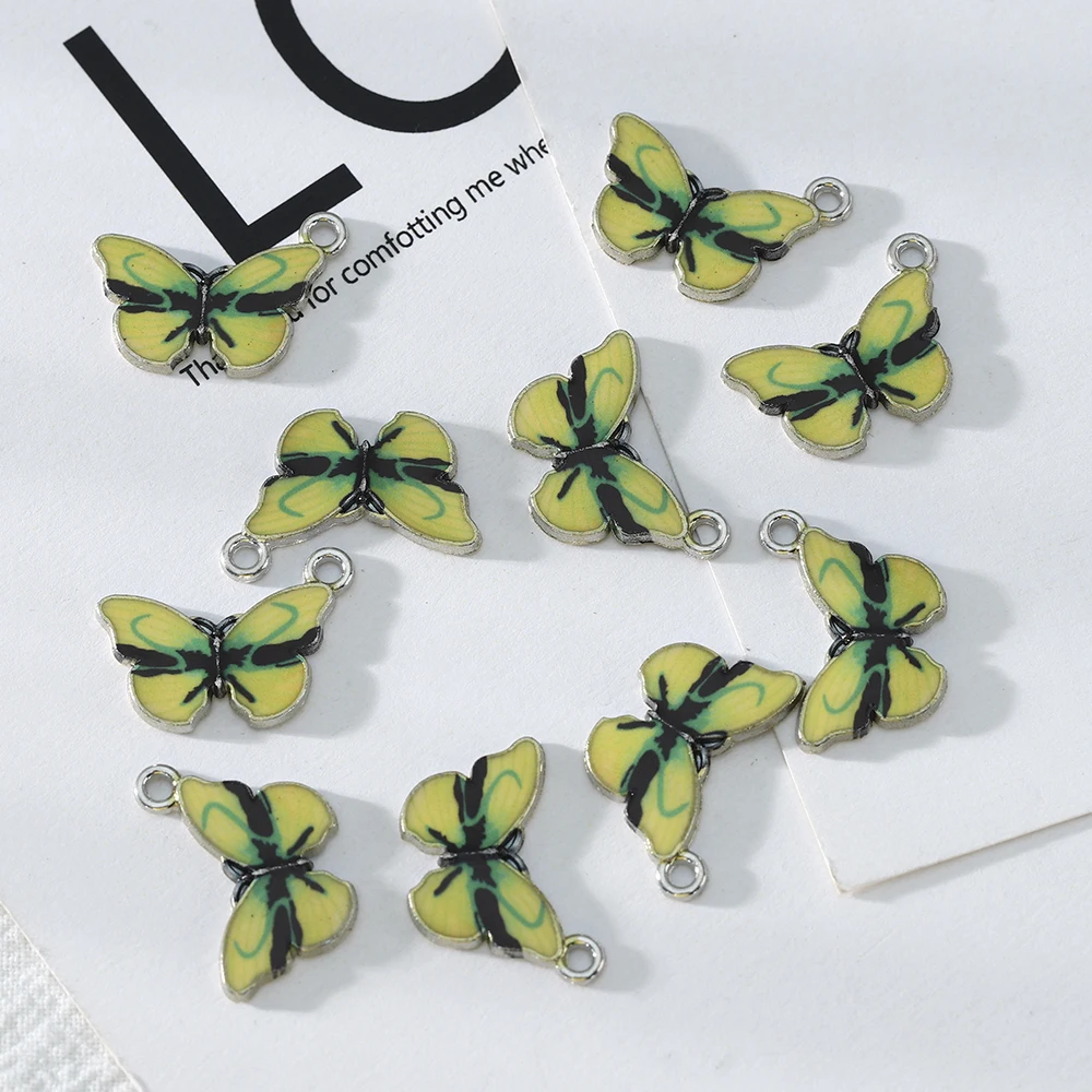 10pcs Blue Enamel Cute Butterfly Charms Pendants DIY Necklace Earrings Jewelry Marking Accessories | Украшения и аксессуары