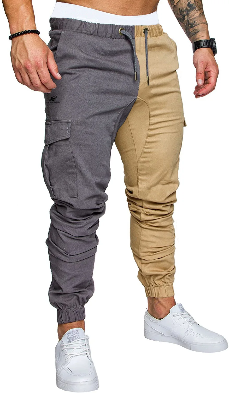 

Men Joggers Cargo Pants for Men Casual Hip Hop Hit Color Pocket Male Trousers Sweatpants Streetwear Ribbons Techwear Pants