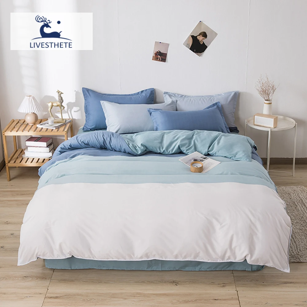

Liv-Esthete Bedspread Flat Sheet Bed Linen Set Pillowcase Duvet Cover Adult Simple Bedclothes Twin Quilt Cover Bed Setting