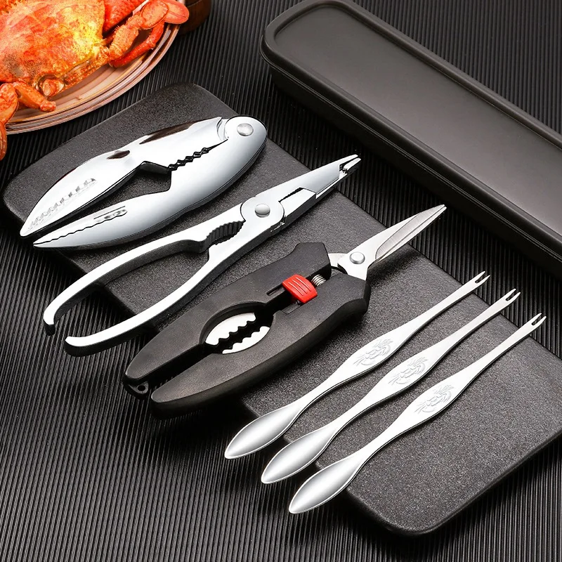 

LBER Crab Eating Tools Household 6-Piece Set Of Crab Peeling Forceps, Crab Removing Scissors, Eating Crabs And Hairy