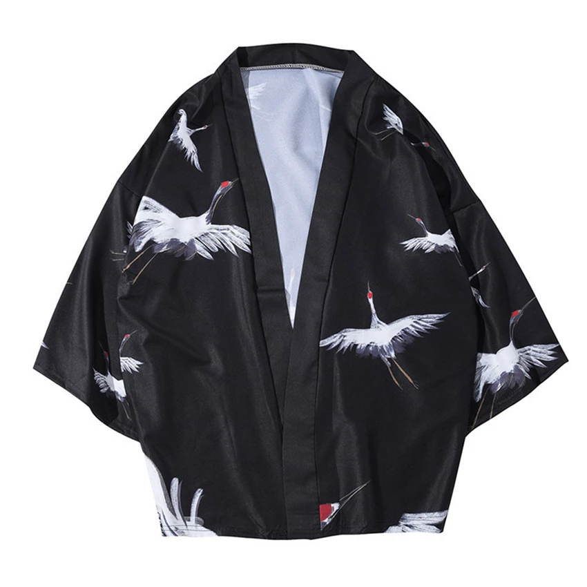 Кимоно Кардиган/haori/куртка Традиционная японская одежда кран Ukiyo e Yukata мужской