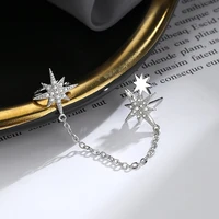 1 pcs fashion korean silver color zircon ear cuff clip earrings for women wedding jewelry romantic snowflower earcuff