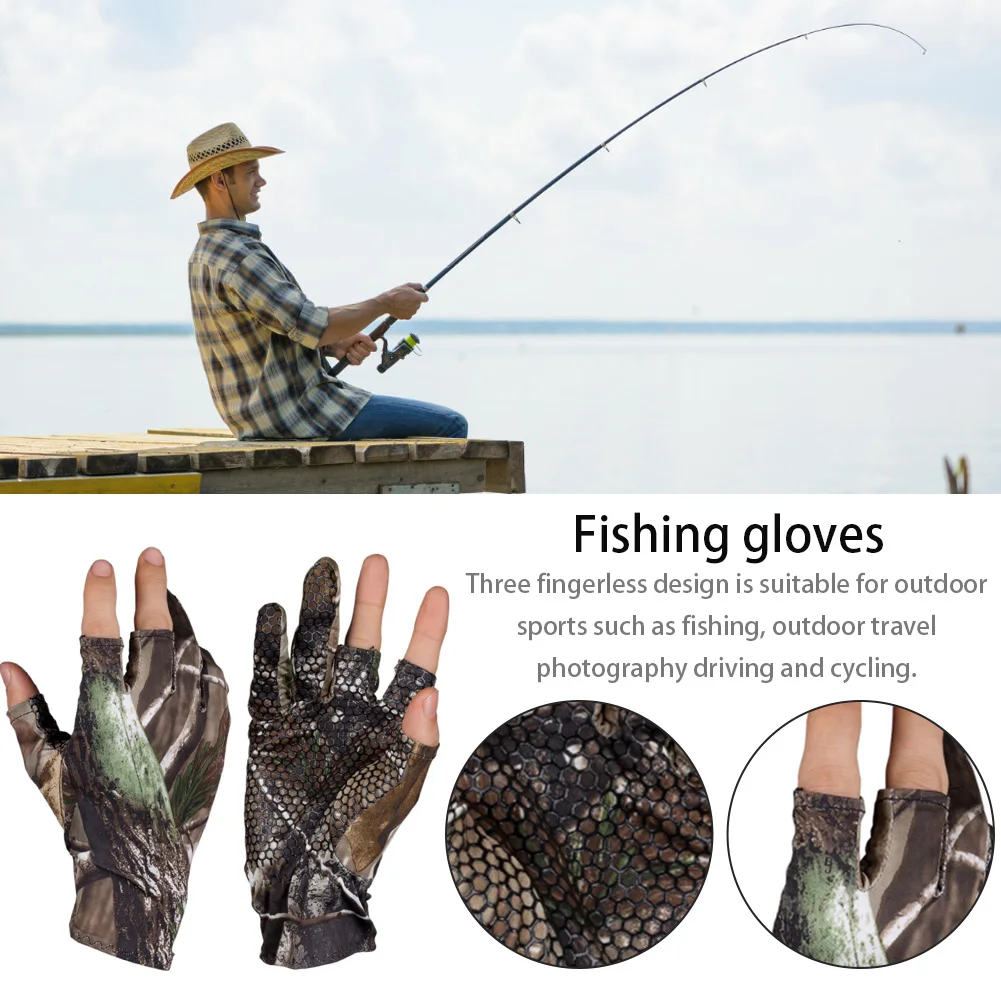 

Fingerless Hunting Fishing Camo Gel Glove Camouflage Comfortable Anti Slip Elastic Fishing Gloves Skidproof Nonslip Designer
