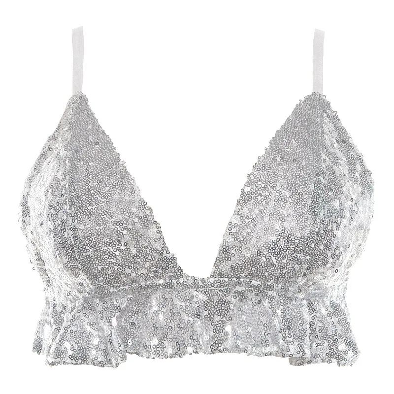 

Летний пикантный жилет с блестками, кружевной плиссированный топ с глубоким V-образным вырезом, летняя куртка для музыкального фестиваля, д...