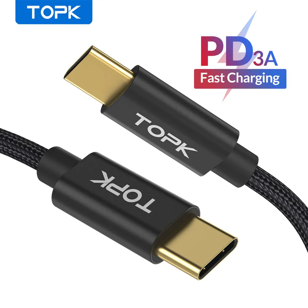 TOPK 1 м 3A USB Type C кабель для Samsung Galaxy S9 зарядный Huawei Mate 20 PD QC3.0 быстрой зарядки|Кабели