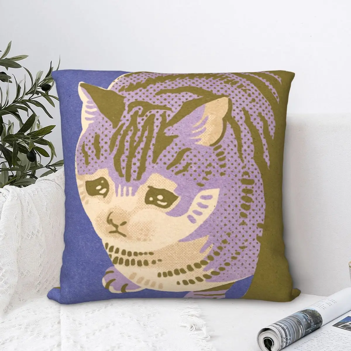 

Sad Cat Square Pillowcase Cushion Cover cute Home Decorative Polyester Throw Pillow Case Room Simple 45*45cm