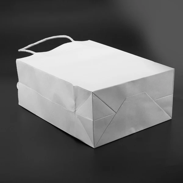 

New 50Pcs Kraft Paper Bag Tote Bag Shopping Gift Bag Takeaway Packaging Paper Bag Round Rope Tote Bag