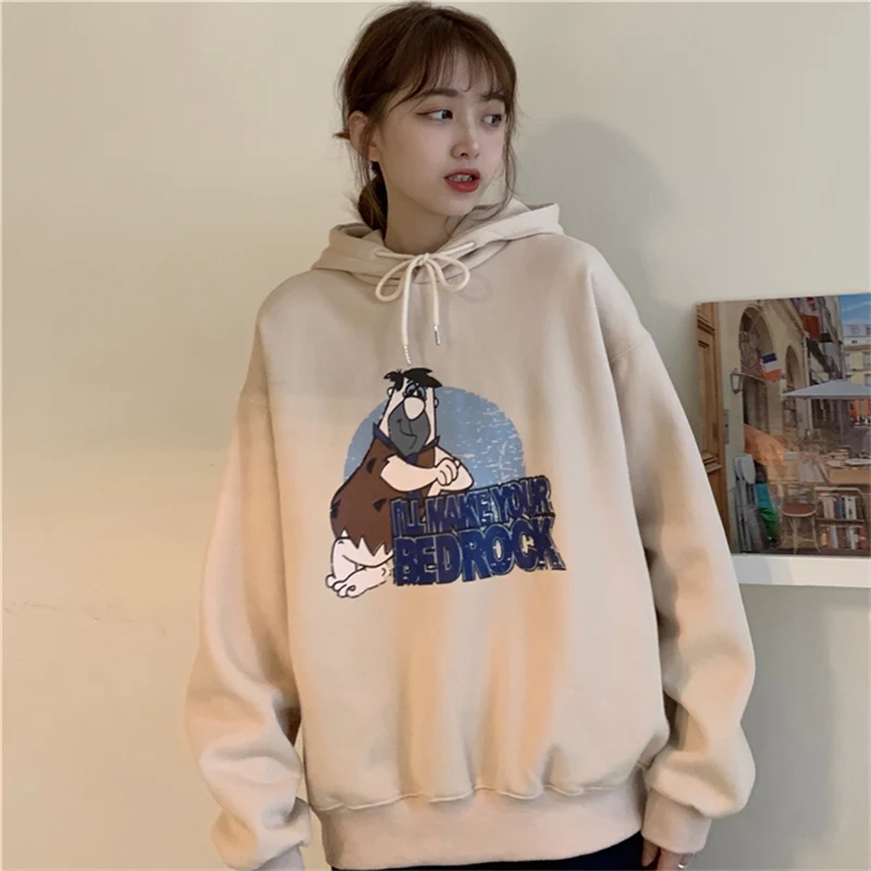 Women's American-Style Vintage Sweater Winter Ins Loose Korean Style Boyfriend Idle Style Fleece-Lined Thick Retro Chic Hong