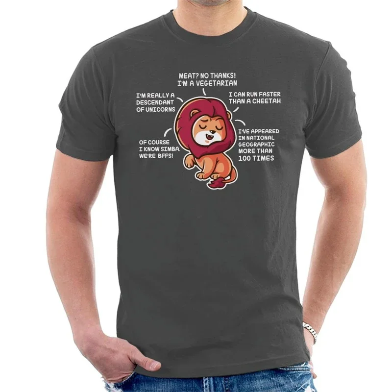 

New Printed Funny Cute Lyin Lion Men's T-Shirt women's tshirt