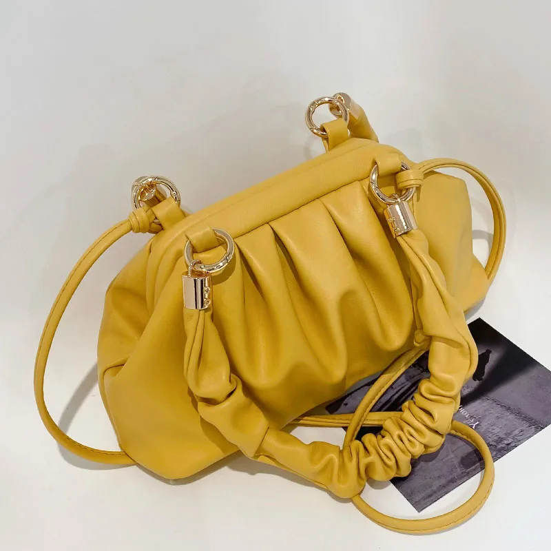 

Сумка женская складная из мягкой кожи, роскошный брендовый клатч через плечо с ручкой сверху, модная сумочка-тоут с пельменями