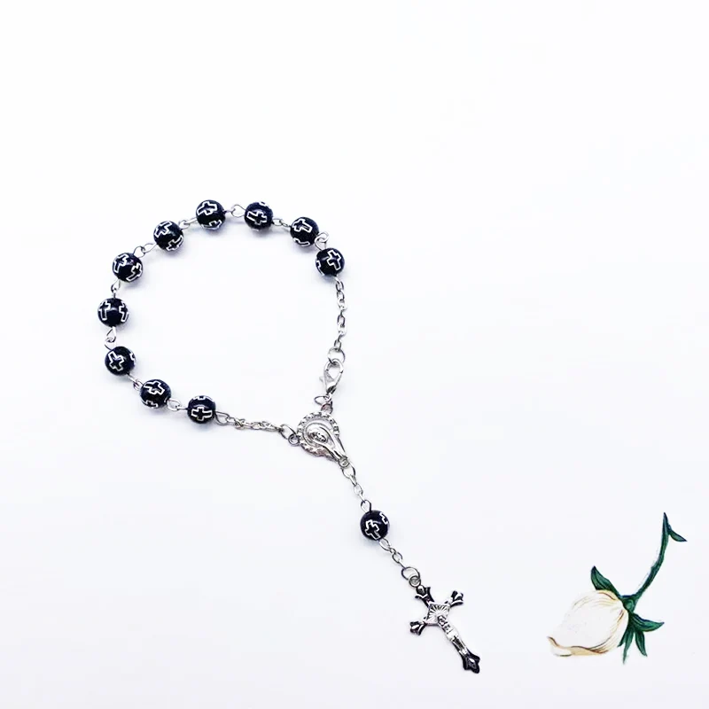 Крест Бусы ручной работы Иисуса Мэри бусы сердце икона милости Религиозный