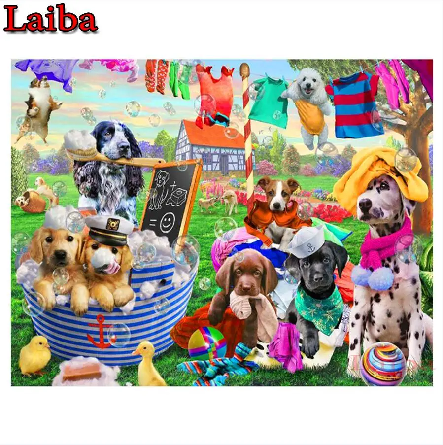 

Full Square round drill 5D DIY Diamond painting Naughty cute dogs Embroidery Mosaic funny pets Cross Stitch Rhinestone decor
