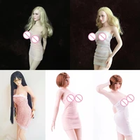 16 scale tight hip skirt woman tube top sleeveless see through dress hip skirt model for 12 inches body